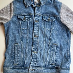 Abercrombie Kids Denim and Sweatshirt Sleeve Hooded Jacket